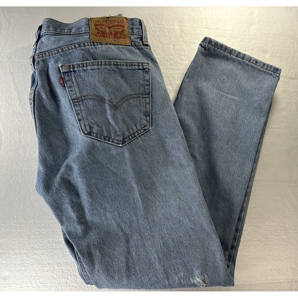 Vintage Levi's 505 33x32 Mens Jeans Straight Fit Y2K Light Wash Denim